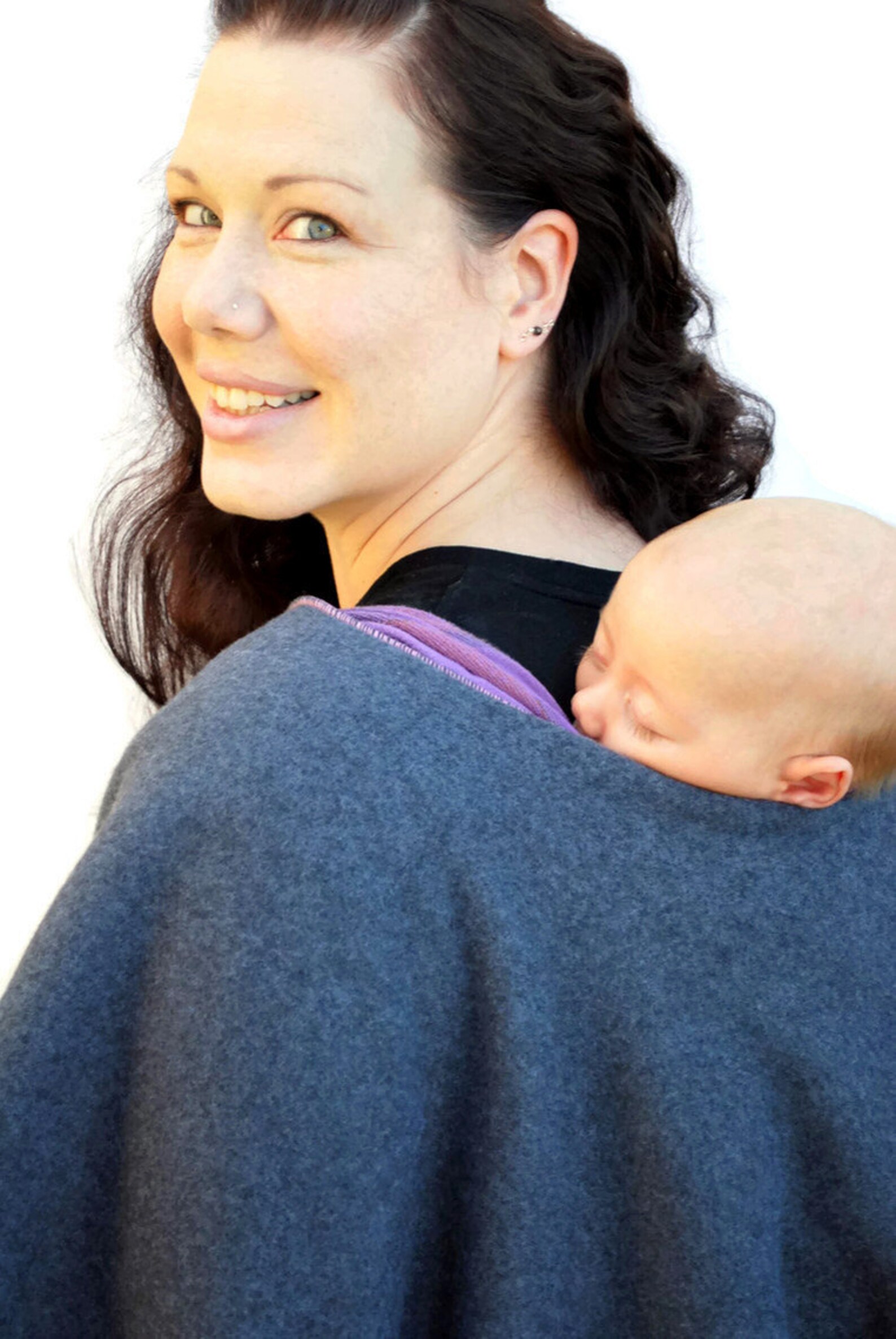 Fleece Poncho Maternity Coat Babywearing Jacket Wrap around in Etsy