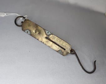Antique Brass & Cast Iron Hanging Hook Scale - Sold As Is