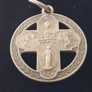 Sterling Silver Catholic Pendant - 4 Way Medal - Catholic Jewelry