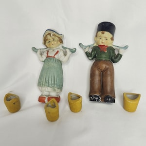 Vintage Dutch Boy & Girl Bisque Figurines - Made in Japan