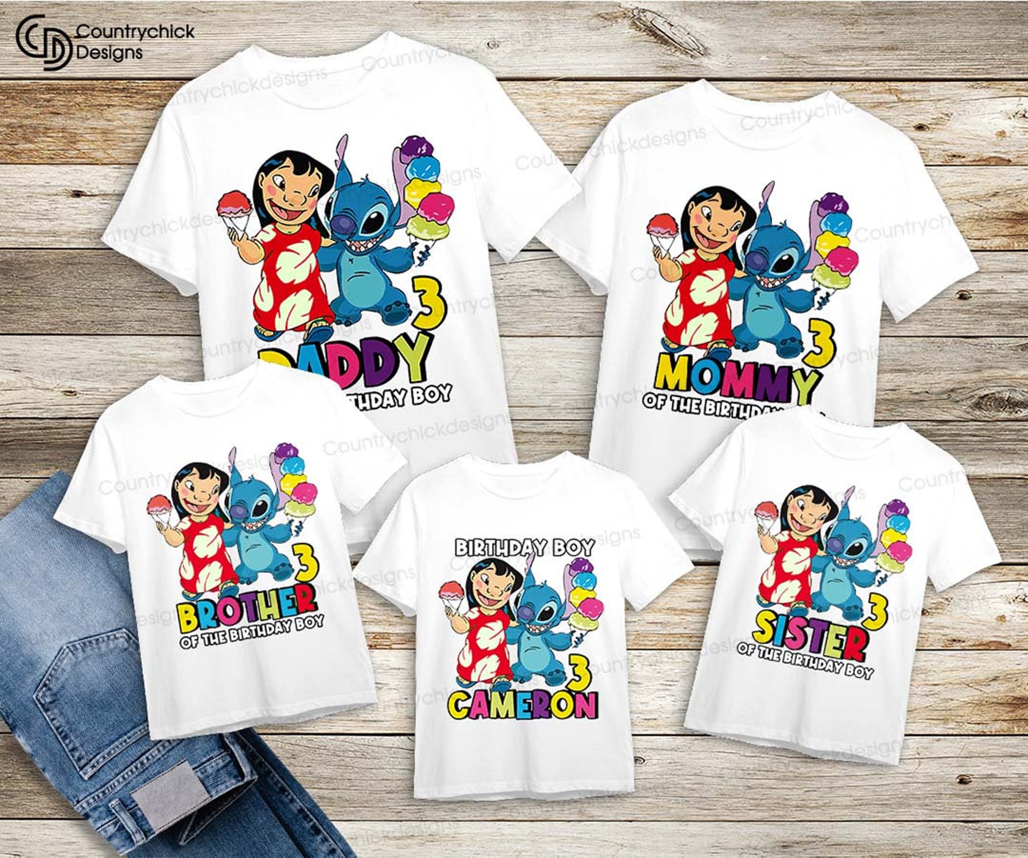 Discover Personalisierte Lilo Und Maschen Geburtstag Familie Matching T-Shirt