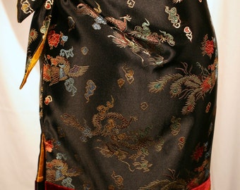 black silk brocade skirt