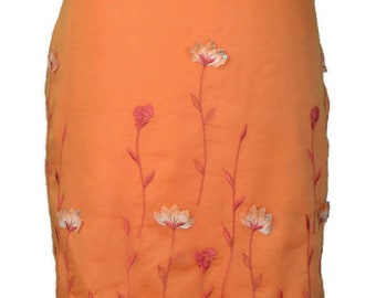 Orange Floating Flowers Organza Skirt