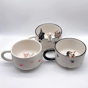 Custom Pet Handmade Coffee Mug Personalized Cat Mug Birthday Gift for Pet Owner Family Gift Cute Dog Puppy Cappuccino Mug Hidden Animal Cup