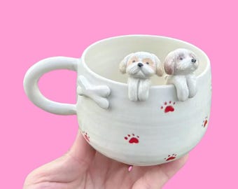 Custom Pet Mug/Custom Paw Print Pet Mug - Custom Cat Ceramic Mug - Gift For Dog Owner,Personalized Pet Mug Coffee Mug,Handmade Ceramic Mug