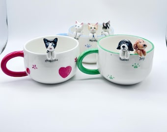 Personalized pet mug custom pet mug ceramic peekaboo mug/hidden animal coffee mug/Custom Cat and Dog Ceramic Mug/Gift For Dog Owner/dog mug