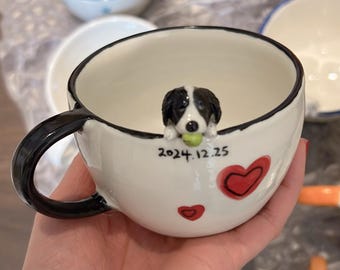 Custom Pet Mug with 3D Dog/Cat Figure Handmade Ceramic Mug Peekaboo Pet Mug Memorial Gift for Pet Lovers Personalized Pet Mug Coffee Cup