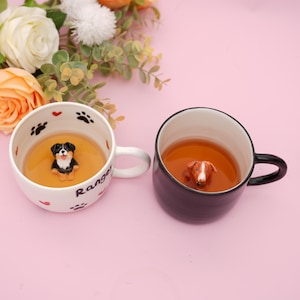 Custom Pet Mug with 3D Dog/Cat Figure Handmade Ceramic Mug Peekaboo Pet Mug Memorial Gift for Pet Lovers Personalized Pet Mug Coffee Cup
