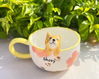 Personalized pet mug custom pet mug ceramic peekaboo mug/hidden animal coffee mug/Custom Cat and Dog Ceramic Mug/Gift For Dog Owner/dog mug