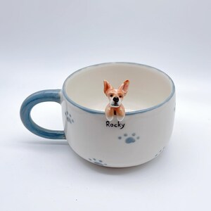 Custom Pet Mug with 3D Dog/Cat Figure Handmade Ceramic Mug Peekaboo Pet Mug Memorial Gift for Pet Lovers Personalized Pet Mug Coffee Cup