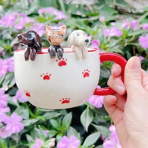 Personalisierte Haustier Becher benutzerdefinierte Haustier Becher Keramik Guckloch Becher / versteckte Tier Kaffeebecher / benutzerdefinierte Katze und Hund Keramikbecher / Geschenk für Hundebesitzer / Hundebecher