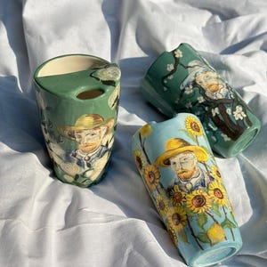 Colorful Flower Travel Mug, Handmade Pottery Mug, To Go Ceramic Tumbler, Hand-painted Sip Mug, Coffee Cup Sip Mug Mother&#39;s Day Gift for Her
