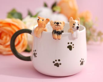 Custom Pet Mug with 3D Dog/Cat Figure Handmade Ceramic Mug Peekaboo Pet Mug Memorial Gift for Pet Lovers Personalized Pet Mug Coffee Cup