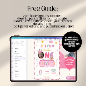 Fun to be One Boy 1st Birthday Web Invitation with RSVP and Countdown | Digital Download Canva Template