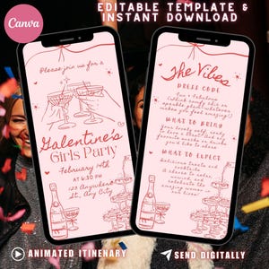 Galentines Day Einladung Vorlage Bearbeitbar Animierte Party Evite Digital Video Invite Galentines Day Brunch Galentines Party Text Ecard