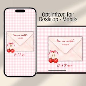 Cherry on Top Baby Shower Website Invitation with online RSVP Countdown Music (Digital Canva Template)