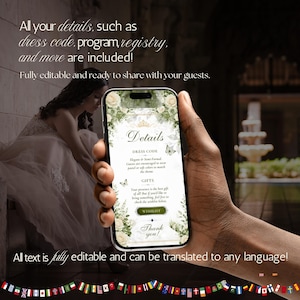 Quinceañera Digital Invitation Website with Online RSVP Countdown Music (Canva Template) Sage Green