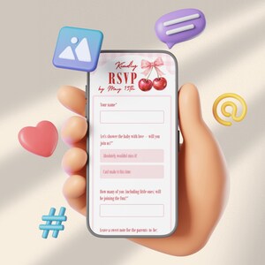 Cherry on Top Baby Shower Website Invitation with online RSVP Countdown Music (Digital Canva Template)