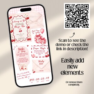 Cherry on Top Baby Shower Website Invitation with online RSVP Countdown Music (Digital Canva Template)