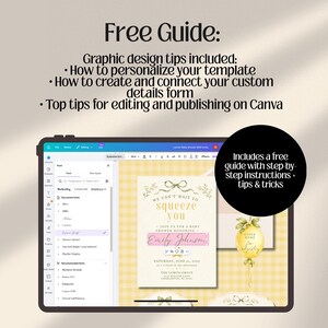 Lemon Baby Shower Website Invitation with Online RSVP, Countdown, Registry Diaper Raffle (Digital Canva Template)
