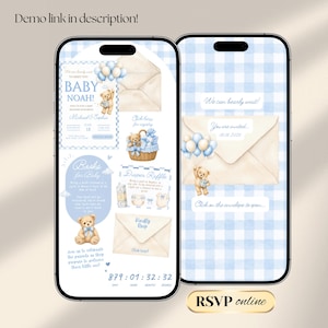 We Can Bearly Wait Baby Shower Website Invitation Template with Trackable RSVP & Countdown | Teddy Bear  (Digital Download)