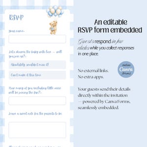 We Can Bearly Wait Baby Shower Website Invitation Template with Trackable RSVP & Countdown | Teddy Bear  (Digital Download)