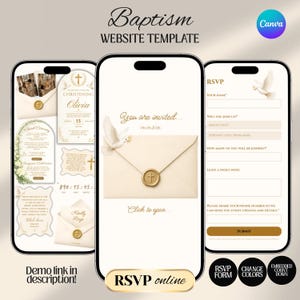 Invitación para bautizo con paloma dorada (descarga digital)