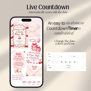Cherry on Top Baby Shower Website Invitation with online RSVP Countdown Music (Digital Canva Template)