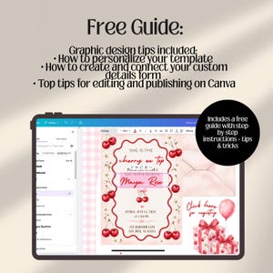 Cherry on Top Baby Shower Website Invitation with online RSVP Countdown Music (Digital Canva Template)
