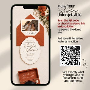 Burnt Orange Fall Terracotta Animated Digital Wedding Invitation Website Online RSVP, Music (Canva Template)