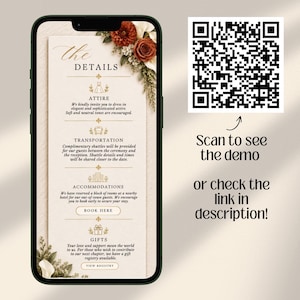 Burnt Orange Fall Terracotta Animated Digital Wedding Invitation Website Online RSVP, Music (Canva Template)