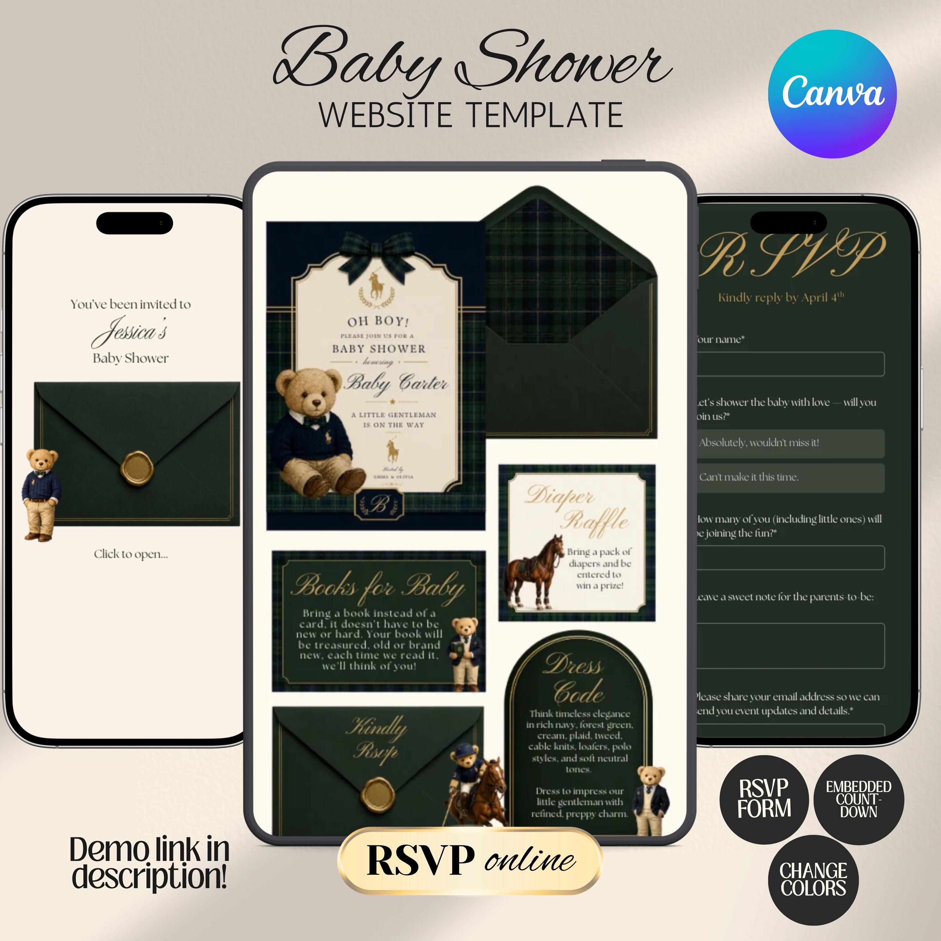Interactive Polo Bear Baby Shower Web Invitation Online RSVP ...