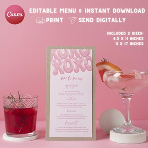 Galentines Day Menu Template Bearbeitbares Animiertes Party Evite Digital Video Elektronischer Galentines Tagesbrunch Galentines Party Text Ecard
