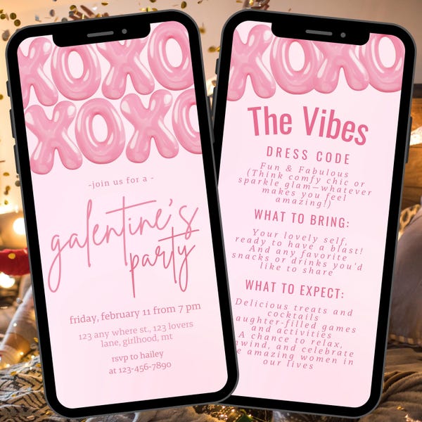 Editable Animated Galentine's Party Evite (Digital Video)