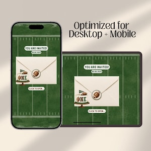 Football 1st Birthday Web Invitation with RSVP and Countdown | First Year Down,  Digital Download Canva Template
