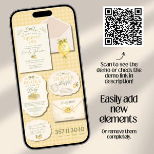 Lemon Baby Shower Website Invitation with Online RSVP, Countdown, Registry Diaper Raffle (Digital Canva Template)