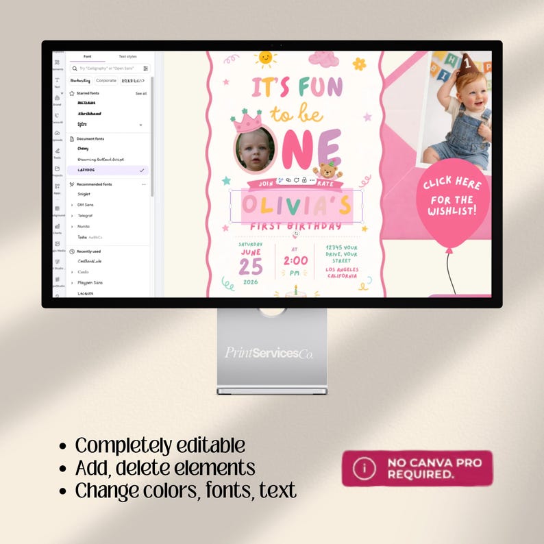 Fun to be One Boy 1st Birthday Web Invitation with RSVP and Countdown | Digital Download Canva Template