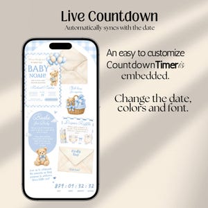 We Can Bearly Wait Baby Shower Website Invitation Template with Trackable RSVP & Countdown | Teddy Bear  (Digital Download)