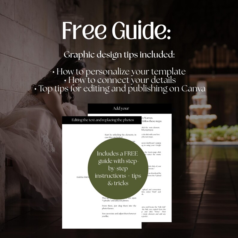 Quinceañera Digital Invitation Website with Online RSVP Countdown Music (Canva Template) Sage Green