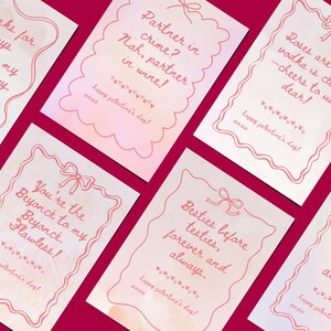 Druckbare Galentine's Day Karten für Freunde, Lustige Coworker Valentines, Girly Pink Coquette Bow Handgezeichnete Valentine, Girl Gang BFFs, Bestie