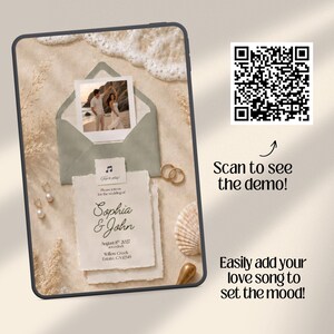 Coastal Wedding Website Template with HTML Email: Beach Wedding Digital Invitation RSVP, Music Digital Download Canva Template)