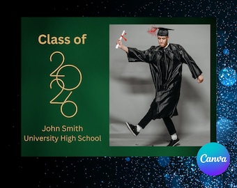 Editable Graduation Announcement Template | Modern Graduation Card | College or High School Grad Invitation | Canva Template