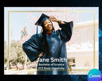 Editable Graduation Announcement Template | Modern Graduation Card | College or High School Grad Invitation | Canva Template