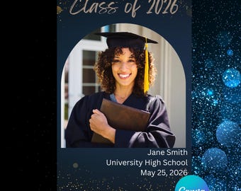 Editable Graduation Announcement Template | Modern Graduation Card | College or High School Grad Invitation | Canva Template