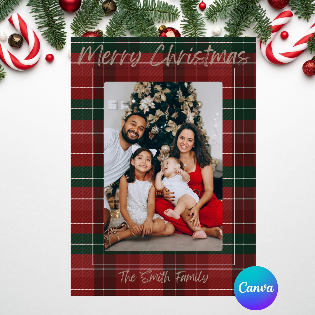 5x7 Editable Christmas Card Template | Single Photo Canva Holiday Card ...