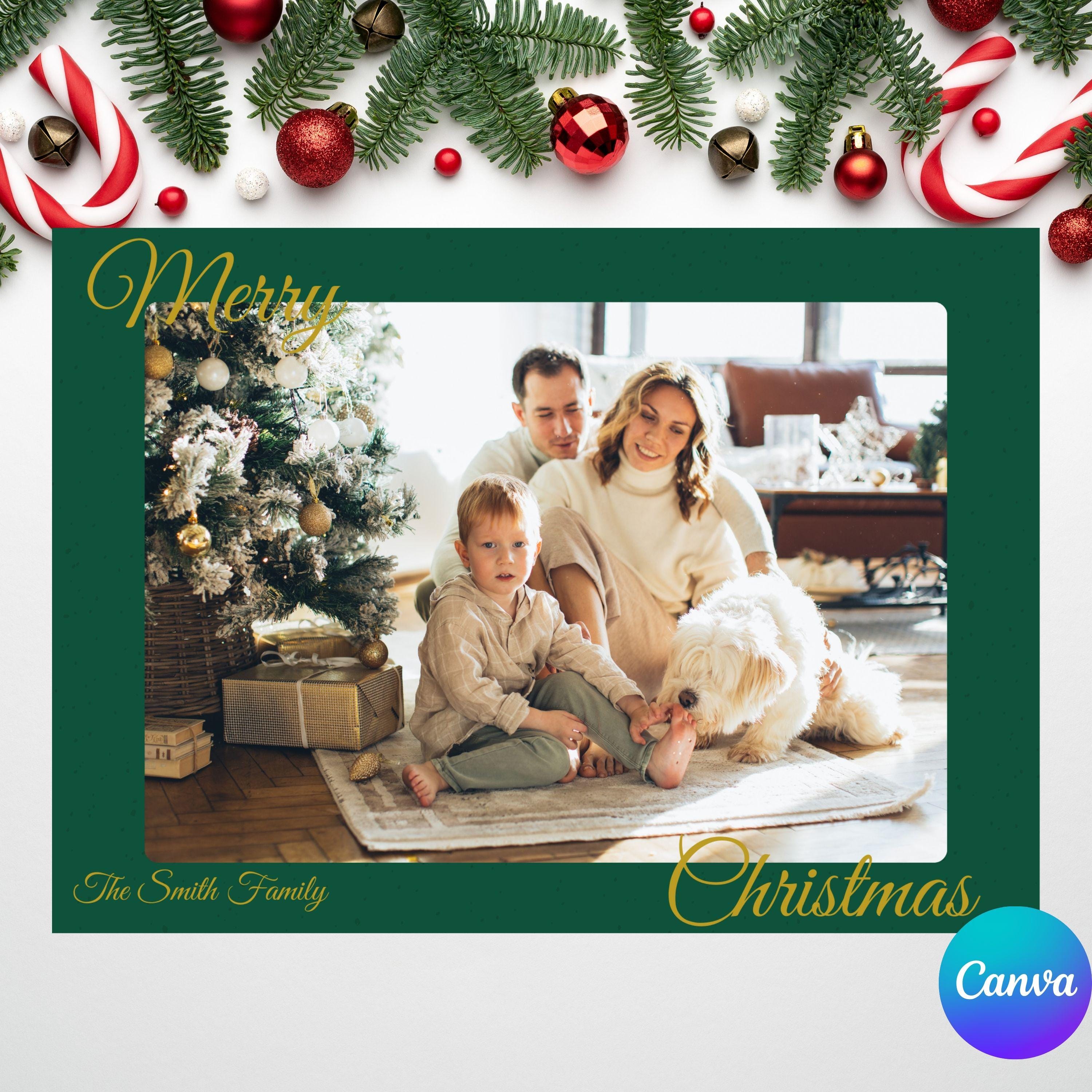 5x7 Editable Christmas Card Template Single Photo Canva Holiday Card
