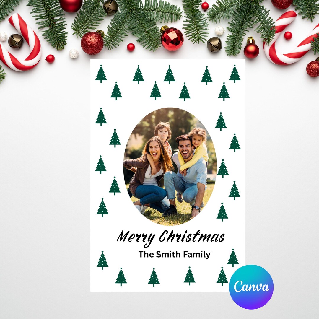 Editable 4x6 Christmas Card Template Single Photo Holiday Card Canva