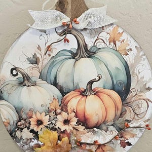 Pumpkins on Round Cutting board