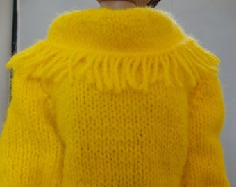 16" Hand Knit Doll Clothes Golden Yellow Large Collar Sweater fits 16" fashion doll Tonner