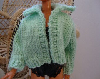 Hand Knit Sweater 11.5" Doll Clothes Pale Green fits fashion doll such as Barbie